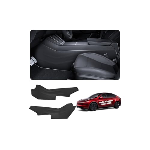 2026 Tesla Center Console Anti Kick Pad Protector Model Y Juniper Refresh Front Seat Side Anti-Dirty Mat Model Y Juniper Accessories Waterproof Dust Resistant Protector Cover TPE 2PCS Black - size: Model Y Juniper Anti Kick Pad