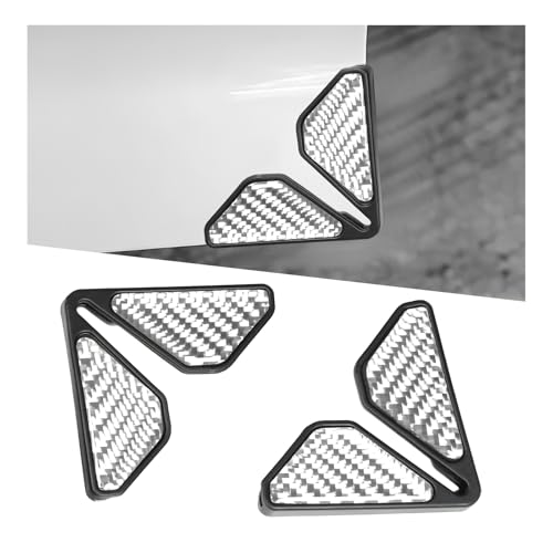 2 PCS Car Door Corner Protector Edge Guards, Carbon Fiber Anti-Collision Auto Doors Edge Protective Cover, Anti-Scratch Front Door Corner Decorative Sticker for Cars Trucks SUVs (Silver) - color: Silver