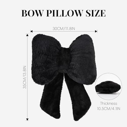 2 Pack Bow Car Headrest Pillows Plush Car Neck Pillows for Travel Driving Office Chair Head Support Cushions, Also Cute Car Decor Accessories (Black)