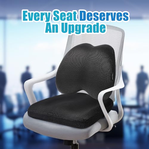 Office Chair Cushion - More Breathable Pressure Relief Seat Cushion with Hours Sitting on Gaming/Car/Wheelchair, Soft Extra-Dense Air Fiber for Orthopedic Coccyx, Sciatica & Hip Support
