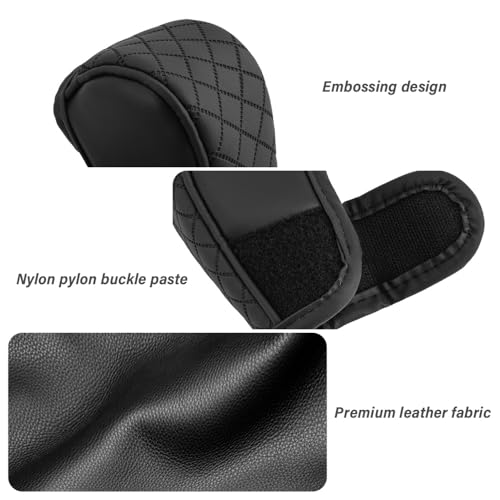 Leather Gear Shift Cover Diamond Embroidery Design,Durable Shift Knob Cover for Shift Lever Protection,Universal Car Gear Shift Cover Car Decorative Accessory Suitable for Cars,Trucks,SUVs (Black)