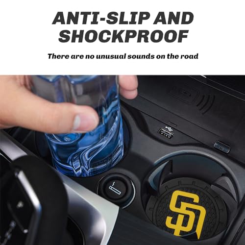 Baseball Fans Car Cup Holder Coasters for San Diego Padres Fans, 2 Pack Padres Silicone Non-Slip Cup Mats, 2.75" Car Cup Holder Inserts for Auto Interior - color: Dpa166dr