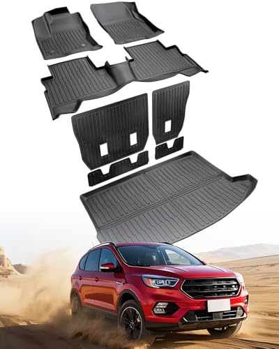 Custom Fit Floor Mats & Cargo Liner & Rear Seat Back Protectors for Ford Escape 2013-2019, All-Weather Rubber Mats, Full Interior Protection for SUV, Durable & Easy to Clean