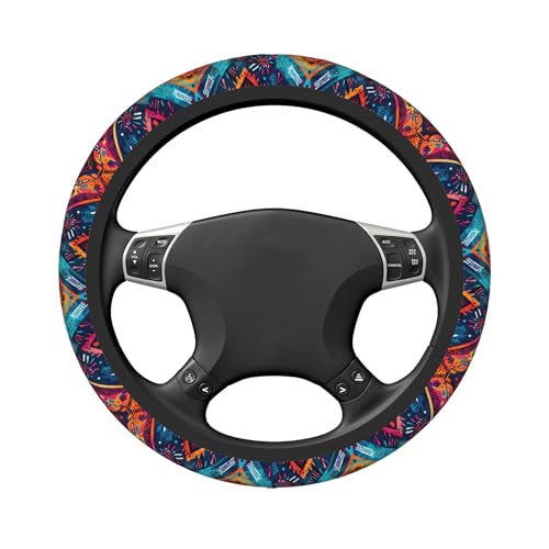 Car Steering Wheel Cover,Dark Boho Universal Non Slip Wheel Protector 15 Inch Elastic Car Accessories for Men Women - color: Dark Boho