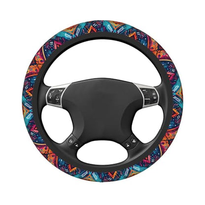 Car Steering Wheel Cover,Dark Boho Universal Non Slip Wheel Protector 15 Inch Elastic Car Accessories for Men Women - color: Dark Boho