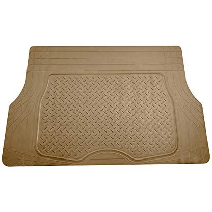 TLH Premium Trimmable Beige Vinyl Cargo Mat, Large Heavy-Duty Universal Fit Full Set, Trimmable Car Floor Mats, Climaproof™ Automotive Floor Mats for Most Sedan, Cars, SUV, Truck Floor Mats