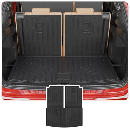 Cargo Mat Compatible with 2018-2025 2026 Volkswagen Atlas Trunk Mat Trunk Liner Cargo Liner (NOT for Cross Sport) Back Seat Cover 2024 VW Atlas Accessories (Trunk Mat with Backrest Mat) - style: For Volkswagen Atlas | 2018-2026