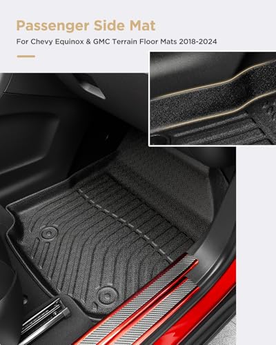 for Chevy Equinox Floor Mats 2024 2023 2022 2021 2020 2019 2018, for GMC Terrain Floor Mats 2018-2024, for Equinox All Weather Mats Cargo Liners Trunk Carpet Rubber Car Accessories
