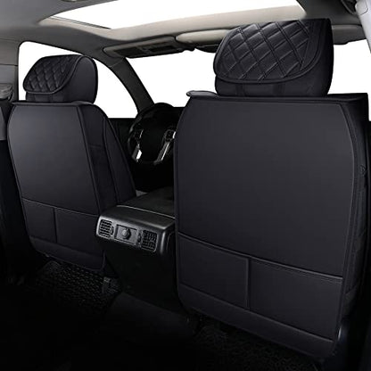 Tundra Seat Covers Compatible with Toyota Tundra 2008-2022 2023 2024 2025 2026 Crewmax Double Cab SR5 Limited Platinum TRD Pro Tundrasine 1794 Edition Waterproof Leather(5 PCS Full Set/Black)