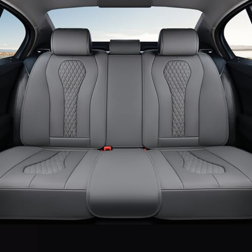 Coverado Automotive Seat Covers, Back Car Protectors, Gray Leather Seat Covers, 3-Piece Car Seat Covers for Back Seats Universal Fit for Trucks SUVs Cars - color: Gray