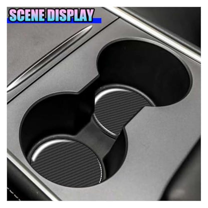 2PCS Sports Racing Car Cup Holder Coasters, 2.67 Inch Carbon Fiber Automotive Cup Holder Insert Coaster Pad, Non-Slip Shockproof Vehicle Interior Drink Cups Mat for RV, SUV, Truck(Black) - color: Black