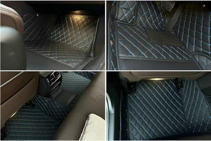 Custom Leather Car Mats, Vehicle-Specific Fit All-Weather Floor Mats, 100% Waterproof Anti-Slip Durable Protection for SUV Truck Sedan, Precision Tailored Protection (All Black Splicing) - color: All Black Splicing