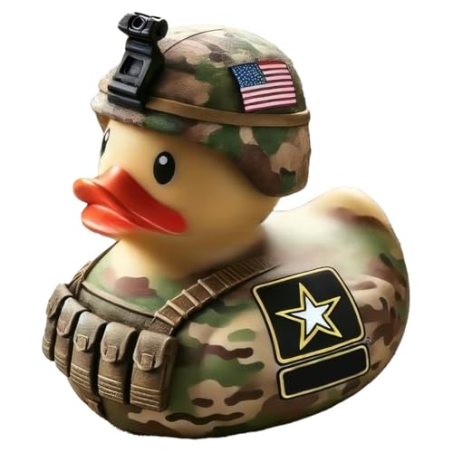 Armed Army Duck, Veteran Tribute Duck, Military Uniform Armed Forces Resin Ducks for Jeeps Ducking, Veterans Memorial Duck Honoring Veterans Rubber Duckies for Veteran Gifts Veterans Day Decor (C) - color: C