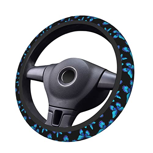 Blue Butterfly Steering Wheel Cover 15 Inches for Women Men, Neoprene Anti-Slip Cute Car Steering Wheel Grip Wrap Car Accessories Protective Case Cover for Vehicle Truck SUV - color: Blue Butterfly
