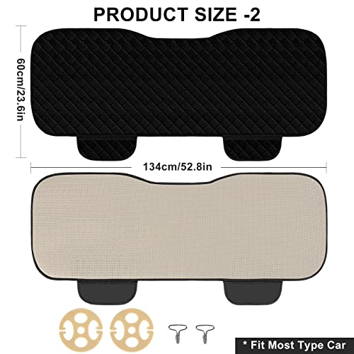 surpassme Car Seat Covers Universal Seat Covers for Car Accessories with Storage Pockets, Car Front Seat Covers and Rear Bench Coverfor Automotive, SUV, Truck, and Van(Black)