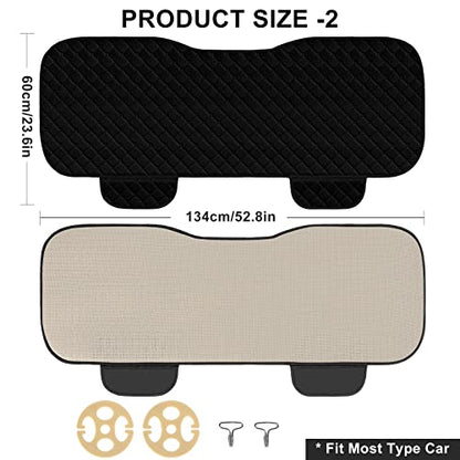 surpassme Car Seat Covers Universal Seat Covers for Car Accessories with Storage Pockets, Car Front Seat Covers and Rear Bench Coverfor Automotive, SUV, Truck, and Van(Black)