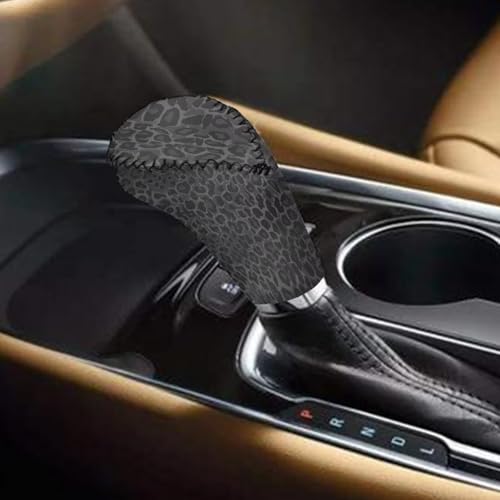 Black Leopard Print Car Hand Brake Gear Cover Automotive Gear Shift Knob Protector Universal Fit Most Vehicle Non Slip Car Interior Accessories 2 Pack - color: Black Leopard Print