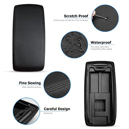 INTGET Car Center Console Armrest Cover for Subaru Outback/Legacy Accessories 2015 2016 2017 2018 2019 Leather Middle Console Arm Rest Box Lid Seat Cover Protector Cushion Saver (Black) - color: Black