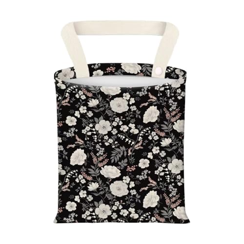 Hanging Car Garbage Bag, Cute Car Trash Can Bag, Automotive Accessories for Women Men Black White Peony Flowers - color: Black White Peony Flowers