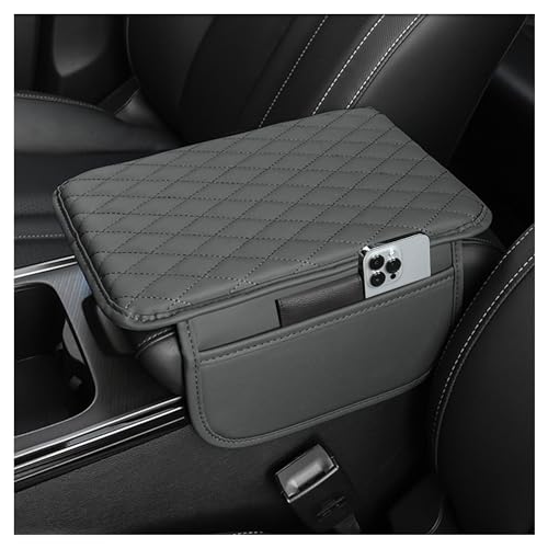Stacool Upgraded Car Center Console Cover,Microfiber Leather Car Armrest Cover Cushion with 2 Storage Bags,Universal Car Armrest Storage Box (Gray)