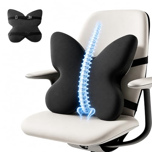 Memory Foam Lumbar Support Pillow,Back Support for Office Chair,Back Pillow for Chair,Ergonomic Lower Back Cushion for Desk Chair,Computer Chair,Gaming Chair and Car Seat,Washable Cover（Black） - color: Black
