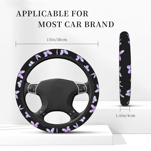 Purple Butterfly Car Steering Wheel Cover Non-Slip - color: Purple Butterfly