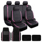FH Group Galaxy13 Metallic Striped Deluxe Leatherette Car Seat Covers with Matching Carpet Floor Mats – Full Set, Universal Fit, Airbag Compatible for Cars, SUVs & Sedans, Pink - color: Pink