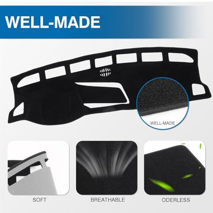 KUST Black Dash Cover for Volkswagen VW Taos (S SE SEL) 2022-2025 2026 (Only fits for Taos with Center Bin) Polyester Dashboard Cover Non-Slip Interior Accessories for VW Taos Custom Fit Dashboard Mat - size: Taos 22-26(black)