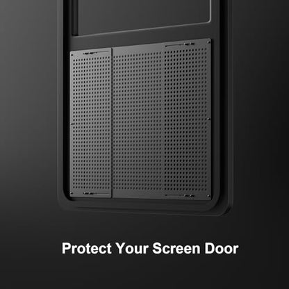 Premium Adjustable RV Entry Screen Door Grille, Adjusts from 22"- 31.5", Aluminum Alloy Protector Guard for RV, Camper- Black