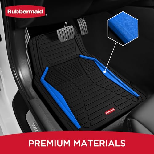 Rubbermaid Car Mat Full Set All-Weather Heavy-Duty 4 Pieces– Trim-to-Fit Universal Car Mats Full Set – Waterproof Rubber Floor Liners for Most Trucks, SUVs, Vans, and Sedans-Blue - color: Blue