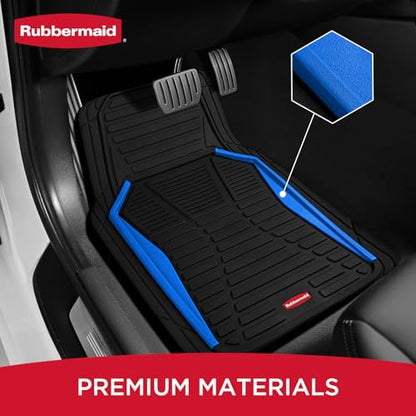 Rubbermaid Car Mat Full Set All-Weather Heavy-Duty 4 Pieces– Trim-to-Fit Universal Car Mats Full Set – Waterproof Rubber Floor Liners for Most Trucks, SUVs, Vans, and Sedans-Blue - color: Blue