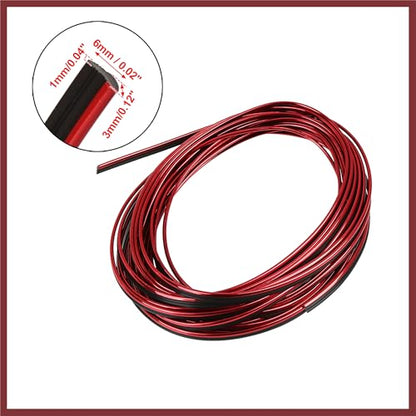 Car Interior Gap Door Edge Trim Strip Line Chrome Red 8m 26.25ft Replace Parts