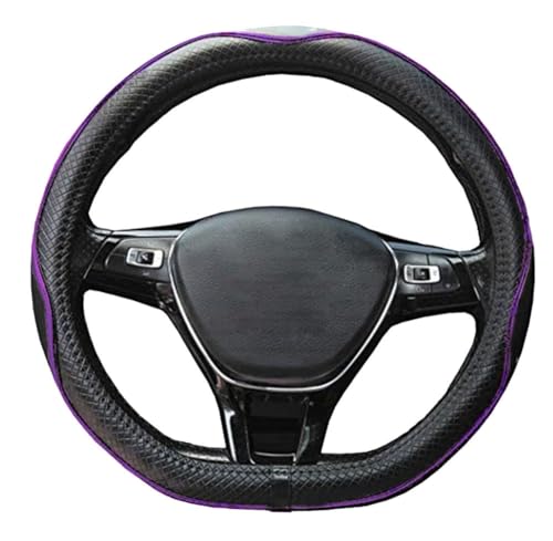 Mayco Bell Flat Bottom Steering Wheel Cover Anti-Slip,Safety,Soft,Breathable,Durable,Full Surround,Comfortable Grip Microfiber Leather (D Shape, Black Purple) - color: Black Purple, size: D Shape