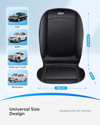 Ventilated Seat Cover for Car Front Seat, Cooling Pad Cushion, Universal Cooled Fit SUV Truck, Ideal Gifts for Husband Men Driver, Black