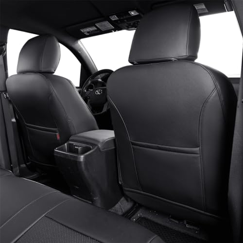 EKR Custom Fit Tacoma Car Seat Covers for Toyota Tacoma 2024 2025 2026 Xtra Cab SR -Full Set,Faux Leather(Black) - color: Leather (Black), size: 2024-2026 Tacoma Xtra Cab Front Row