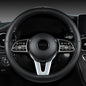 Nappa Leather Steering Wheel Cover, Universal 14.5–15 Inch Non-Slip Breathable Steering Wheel Cover for Car Interior Accessories, Black - color: Black