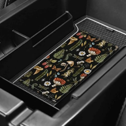 Leather Car Registration and Insurance Card Holder, Cute Car Accessories Vehicle Glove Box Car Organizer for Documents, Cards, License Cute Boho Brown Mushrooms - color: Cute Boho Brown Mushrooms