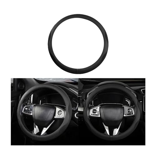 Car Steering Wheel Cover, Microfiber Breathable Ice Silk Leather Steering Wheel Cover Soft Anti-Slip Safety, 15inch Four Season Universal Fits for Most Truck,SUV,Cars (Black Ice Silk) - color: Black Ice Silk