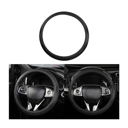 Car Steering Wheel Cover, Microfiber Breathable Ice Silk Leather Steering Wheel Cover Soft Anti-Slip Safety, 15inch Four Season Universal Fits for Most Truck,SUV,Cars (Black Ice Silk) - color: Black Ice Silk