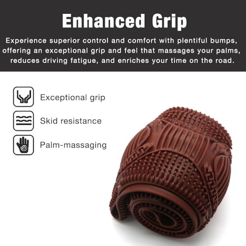 SEGADEN Massage Grip Soft Silicone Car Steering Wheel Cover Universal Anti-Slip Design 13-16 inch Protective Case Brown - color: Brown