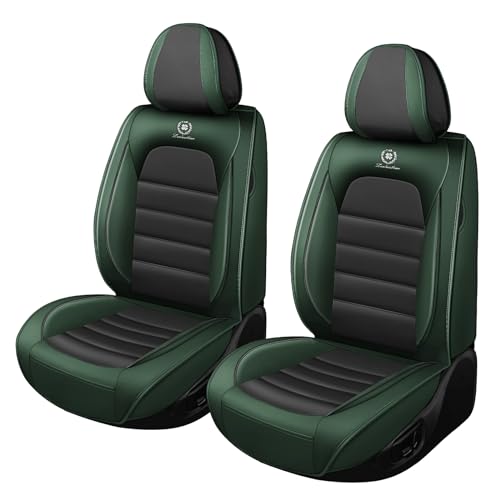 Car Seat Covers for GMC Sierra 1500/2500/3500 Denali SLT AT4 AT4X Base Seat Covers 2008-2026, Waterproof Premium Nappa Leather Seat Protectors(Standard 2 Seats/Black&Green) - color: Black&Green, size: Standard 2 Seats