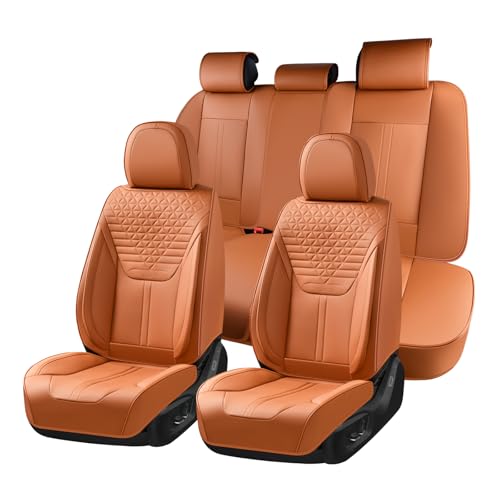 FLORICH Seat Covers, Car Seat Covers Full Set, Luxury Nappa Leather Seat Covers, Breathable and Waterproof Car Seat Protector 5 Seat, Automotive Seat Covers Universal Fit for Most Cars-Brown - color: Brown, size: Fullset