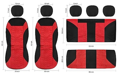 CAROMOP Car Seat Covers Front Set, Washable and Breathable Premium Cloth Seat Covers for Cars, Universal Fit for Most Car Interior Covers-Sedan Truck SUV(Black/Red)