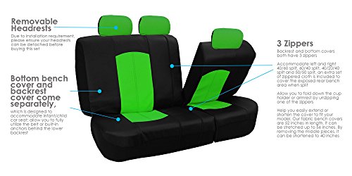 FH Group Highest Grade Faux Leather Split Bench Seat Cover, Rear Set – Universal Fit for Cars Trucks & SUVs (Green/Black) PU008013 - color: Green, size: Rear Set