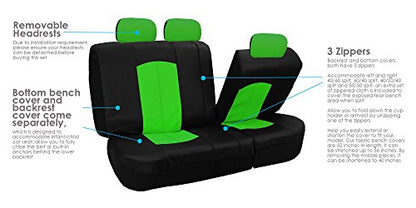 FH Group Highest Grade Faux Leather Split Bench Seat Cover, Rear Set – Universal Fit for Cars Trucks & SUVs (Green/Black) PU008013 - color: Green, size: Rear Set