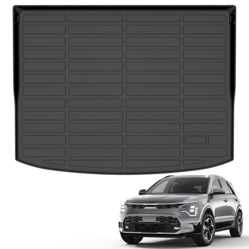 All Weather Cargo Mat Fit for Kia NIRO EV(Not PHEV) 2026-2023 TPE Rubber Cargo Liner Set NIRO EV Accessories All Season Guard Odorless Anti-Slip Trunk Tray Black - size: niro ev|2023-2026|cargo mat