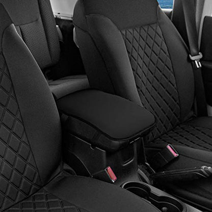 FH Group Faux Leather Center Console Armrest Cushion, Luxury Seat Box Cover Protector fits Most Cars, SUVs, and Trucks Black - color: Black, style: Console Cover (Plain)