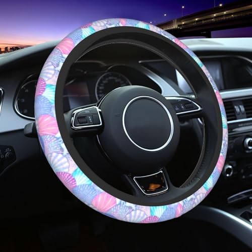 Mermaid Steering Wheel Cover Elastic Non-Slip Car Steering Wheel Covers with Seat Belt Shoulder Pad for Women Men - color: Mermaid