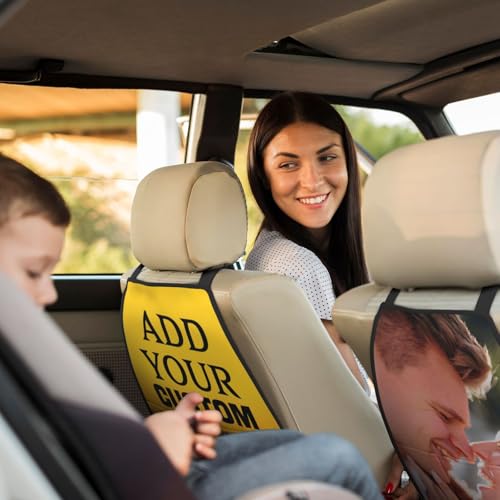 Custom Anti-kick Storage Mat for Car Seats 2 Pack with Text Logo Photo Personalized Mats Seat Back Protector with Storage Pockets Suitable for Most Car Seats