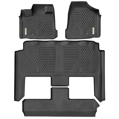 YITAMOTOR Floor Mats Fit for 2008-2020 Dodge Grand Caravan Bucket 7-Seater, for 2008-2016 Chrysler Town & Country Van (Stow'N Go Bucket Only), TPE All Weather Protection Custom Fit Floor Liners, Black - style: 08-20 Dodge Grand Caravan 1st & 2nd & 3rd Row